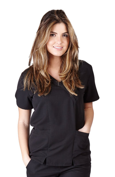 UltraSoft Premium 2 Pocket Cross Over Tunic Medical Scrub Top For Women - JUNIOR FIT