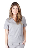 UltraSoft Premium 2 Pocket Cross Over Tunic Medical Scrub Top For Women - JUNIOR FIT