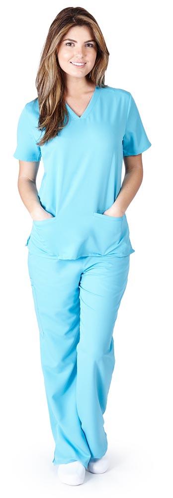 UltraSoft Premium Classic 3 Pocket V-Neck Medical Scrub Set For Women - JUNIOR FIT