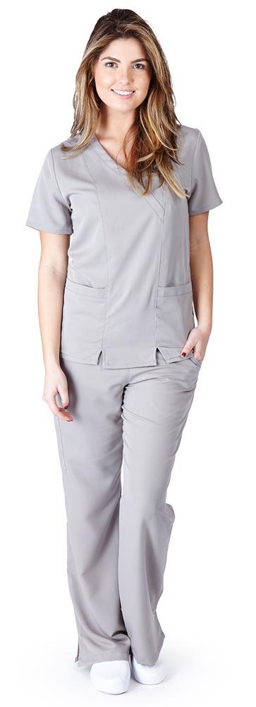 UltraSoft Premium 2 Pocket Cross Over Tunic Medical Scrub Set For Women - JUNIOR FIT