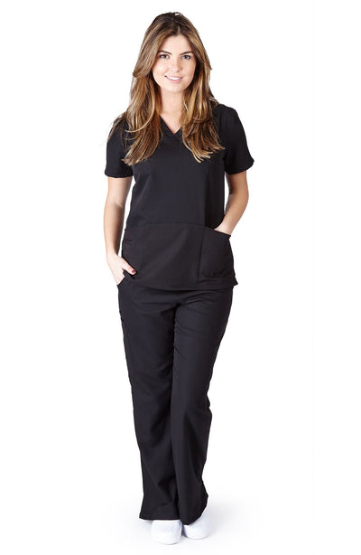 Ultra Soft Brand Scrubs - Premium Womens Junior Fit Two Pocket Scrub Set