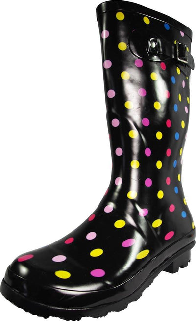 New Women Rain Boots Rubber Solid Color Mid Height Wellie Mid Calf Snow Rainboot, 38734