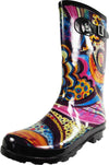 New Women Rain Boots Rubber Solid Color Mid Height Wellie Mid Calf Snow Rainboot, 38734