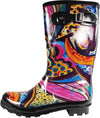 New Women Rain Boots Rubber Solid Color Mid Height Wellie Mid Calf Snow Rainboot, 38734