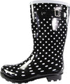 New Women Rain Boots Rubber Solid Color Mid Height Wellie Mid Calf Snow Rainboot, 38734