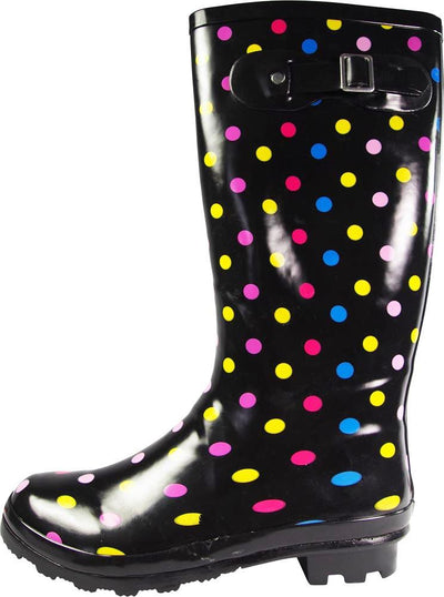 New Womens Rain Boots Rubber Solid Color Hi Height Wellie Hi Calf Snow Rainboots, 38740