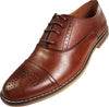 Via Farinella - Mens Genuine Leather Insole Cap Toe Lace Up Dress Shoe