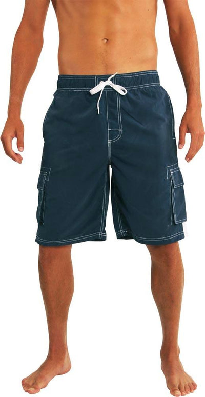 Norty Mens Swim Trunks - Watershort Swimsuit - Cargo Pockets - Drawstring Waist