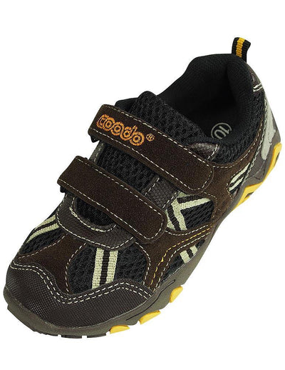 Coodo - Boy's Athletic Velcro Strap Light Weight Running Sneakers Shoes, Brown, Black 38384-4MUSBigKid