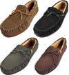 Norty Mens Genuine Leather Cowhide Suede Slippers - Moccasin Slip On Loafer, 39861