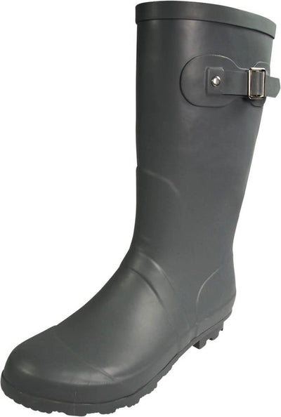 New Women Rain Boots Rubber Solid Color Mid Height Wellie Mid Calf Snow Rainboot, 38734