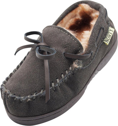 NORTY Little Kids/Toddler Boys Girls Suede Leather Moccasin Slip On Slippers, 40108