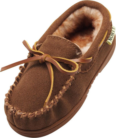 NORTY Little Kids/Toddler Boys Girls Suede Leather Moccasin Slip On Slippers, 40108