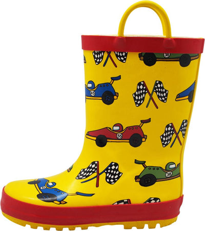 Norty Big Kids Boys Girls Waterproof Rubber Printed Rain Boots - 13 Patterns, 40145