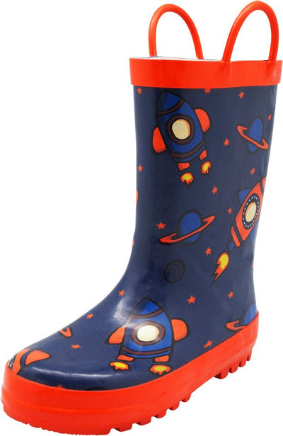 Norty Big Kids Boys Girls Waterproof Rubber Printed Rain Boots - 13 Patterns, 40145