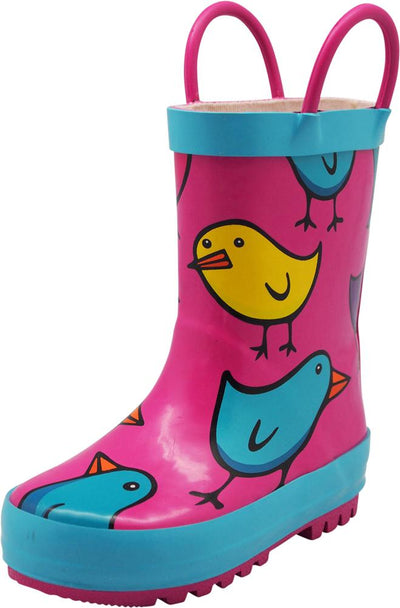 Norty Big Kids Boys Girls Waterproof Rubber Printed Rain Boots - 13 Patterns, 40145