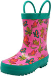 Norty Big Kids Boys Girls Waterproof Rubber Printed Rain Boots - 13 Patterns, 40145