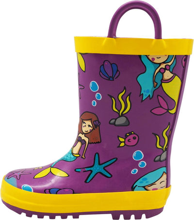 Norty Big Kids Boys Girls Waterproof Rubber Printed Rain Boots - 13 Patterns, 40145