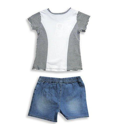 Lipstik - Little Girls' Short Sleeve Jean Short Set