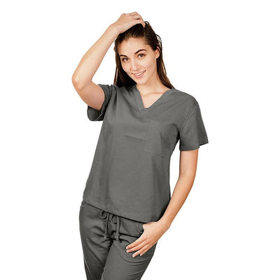 UltraSoft Premium Ladies 1 Pocket V-Neck Medical Scrub Top For Women - FULLER CUT