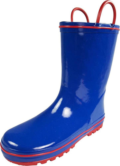 Norty Waterproof Rubber Rain Boots for Kids - Easy Pull-On Handles - For Boys and Girls - Toddlers and Big Kids 39815