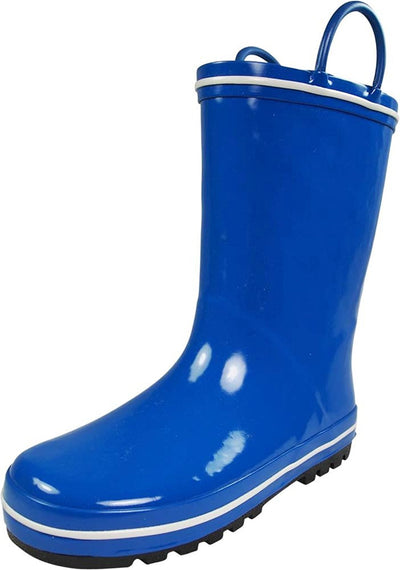 Norty Waterproof Rubber Rain Boots for Kids - Easy Pull-On Handles - For Boys and Girls - Toddlers and Big Kids 39815