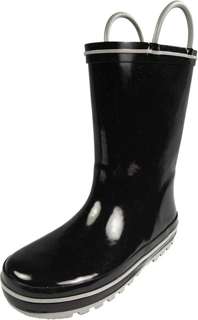 Norty Waterproof Rubber Rain Boots for Kids - Easy Pull-On Handles - For Boys and Girls - Toddlers and Big Kids 39815