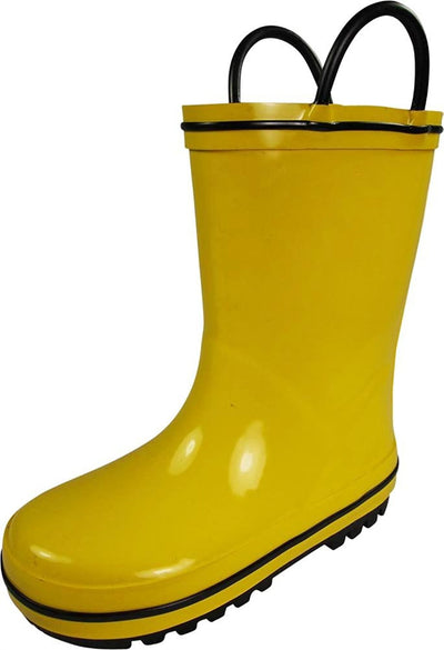 Norty Waterproof Rubber Rain Boots for Kids - Easy Pull-On Handles - For Boys and Girls - Toddlers and Big Kids 39815