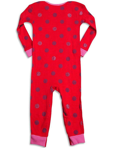 Petit Lem - Baby Girls Long Sleeve Polka Dot Kitty Coverall, Red, Raspberry 30286-24Months