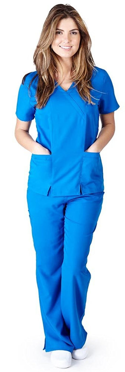 UltraSoft Premium 2 Pocket Cross Over Tunic Medical Scrub Set For Women - JUNIOR FIT