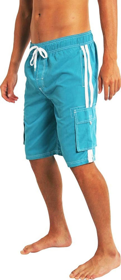 Norty Mens Swim Trunks - Watershort Swimsuit - Cargo Pockets - Drawstring Waist