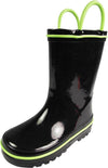 Norty Waterproof Rubber Rain Boots for Kids - Easy Pull-On Handles - For Boys and Girls - Toddlers and Big Kids 39815