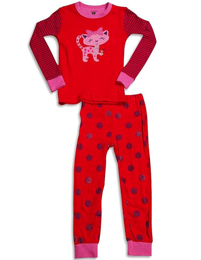 Petit Lem - Little Girls Long Sleeve Polka Dot Dog Pajamas