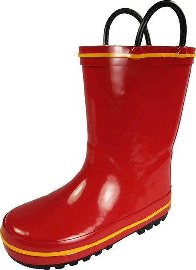 Norty Waterproof Rubber Rain Boots for Kids - Easy Pull-On Handles - For Boys and Girls - Toddlers and Big Kids 39815