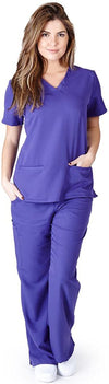 UltraSoft Premium Classic 3 Pocket V-Neck Medical Scrub Set For Women - JUNIOR FIT