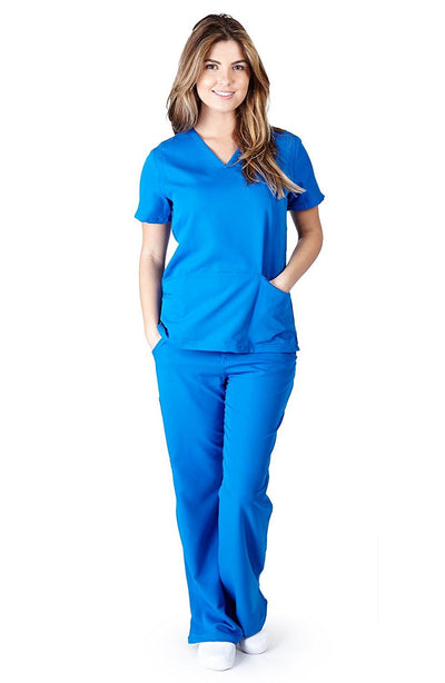 Ultra Soft Brand Scrubs - Premium Womens Junior Fit Two Pocket Scrub Set