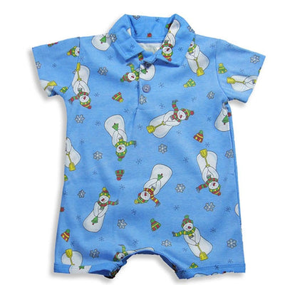 Pepper Toes by Baby Lulu - Baby Boys Short Sleeve Snowman Romper