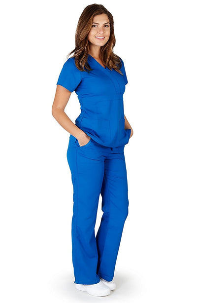 UltraSoft Premium Mock Wrap Medical Nursing Scrubs Set For Women - JUNIOR FIT