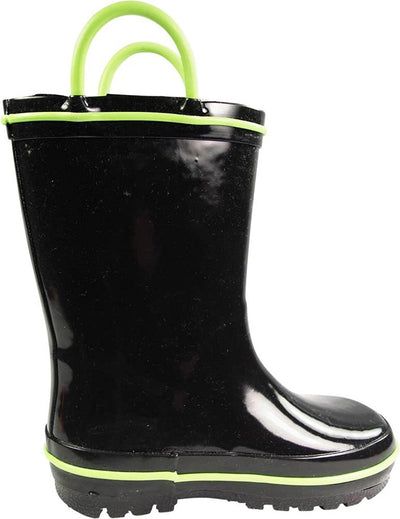 Norty Waterproof Rubber Rain Boots for Kids - Easy Pull-On Handles - For Boys and Girls - Toddlers and Big Kids 39815