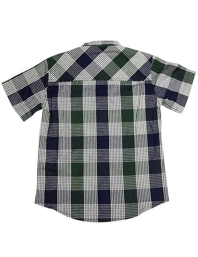 Smash - Little Boys Short Sleeve Plaid Shirt, Dark Green, Navy 32273-4