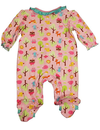 Happi by Dena - Baby Girls Long Sleeve Footed Velour Coverall