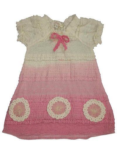 Baby Sara - Little Girls' Short Sleeve Dress, White, Pink 32264-6X