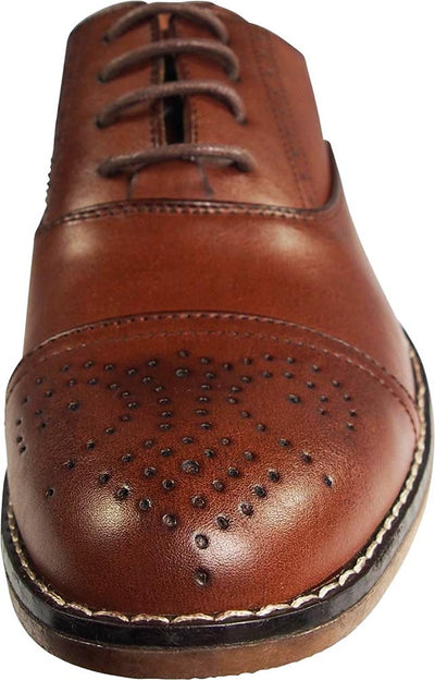 Via Farinella - Mens Genuine Leather Insole Cap Toe Lace Up Dress Shoe