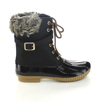 AXNY - Womens Dylan-7 Lace Up Buckle Strap Ankle Rain or Snow Duck Boot