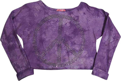 Glitter Girl - Big Girls Long Sleeve Cropped Tie Dye Sweatshirt