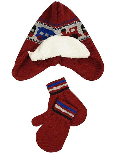 Winter Warm-Up - Little Boys Hat and Mitten Set Fits 2-4