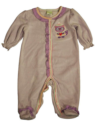 Happi by Dena - Baby Girls Long Sleeve Footed Velour Coverall