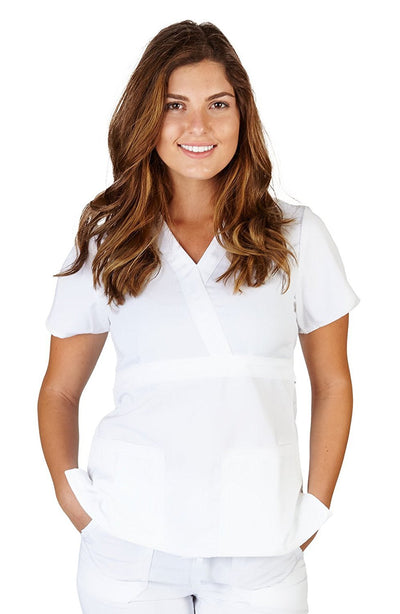 UltraSoft Premium 3 Pocket Mock Wrap Medical Scrub Top For Women - JUNIOR FIT