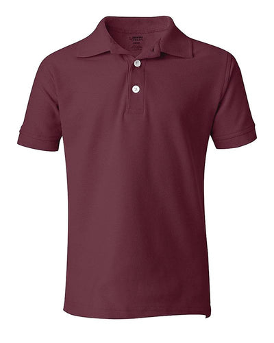 School Uniform Unisex Short Sleeve Pique Knit Shirt By French Toast, Burgundy 31937-14