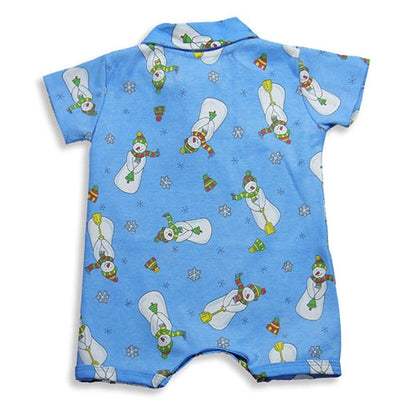 Pepper Toes by Baby Lulu - Baby Boys Short Sleeve Snowman Romper